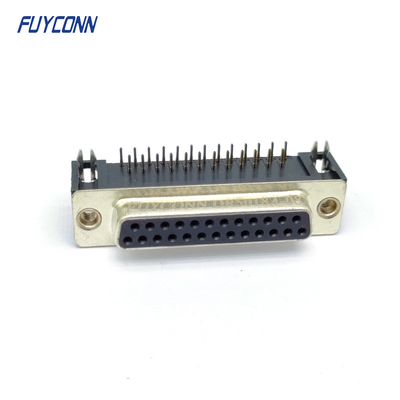 25pin महिला DB कनेक्टर समकोण PCB D-SUB कनेक्टर (8.08mm)